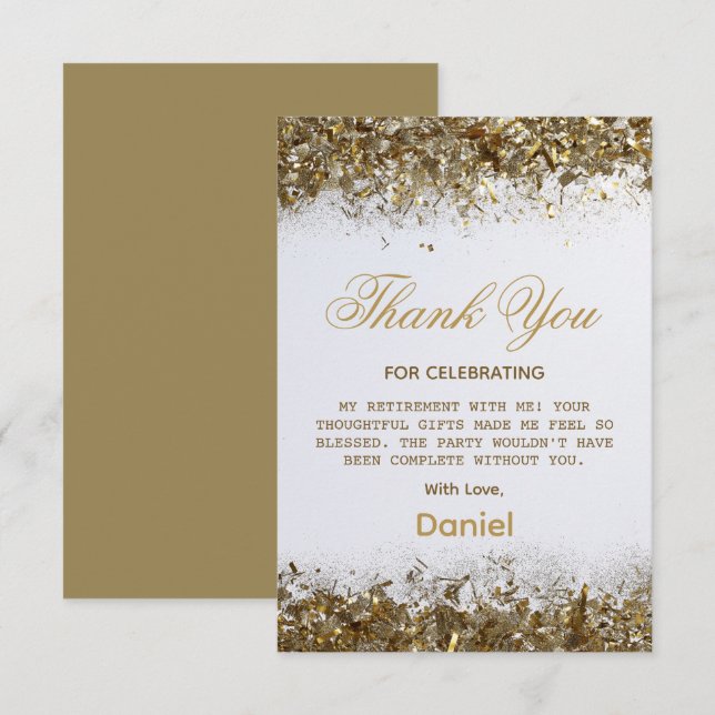  Chic Gold Surprise Retirement Party 2025 Thank You Card (Front/Back)