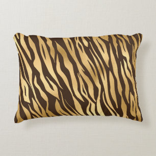 Chic Gold Tiger Print Elegant Pretty Stylish Glam Accent Pillow