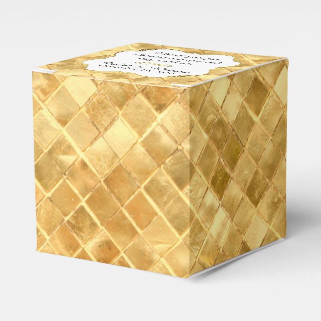 Chic Gold Tiled Custom Wedding Favour Gift Box (Front Side)