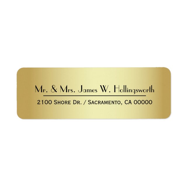 Chic Gold Tone Adresse de retour personnalisée (Devant)