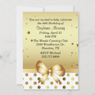 Chic Gold Tone Custom Birthday Invitation