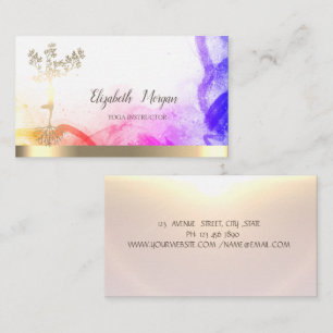 Chic Gold Tree Women Silhouette Abstract  Business Card