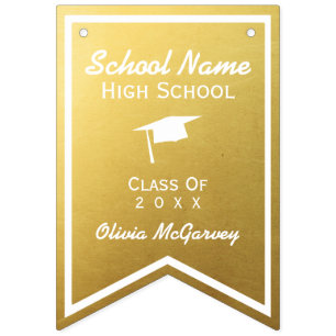 Chic Gold Trendy Graduation Class of 2018 Bunting Flags