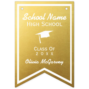 Chic Gold Trendy Graduation Class of 20XX Bunting Bunting Flags