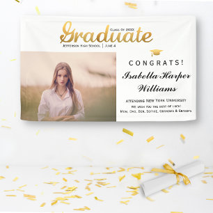 Chic Gold Trendy Graduation Party Class of 2017 Banner