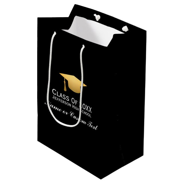 Chic Gold Trendy Graduation Party Class of 2017 Medium Gift Bag (Front Angled)
