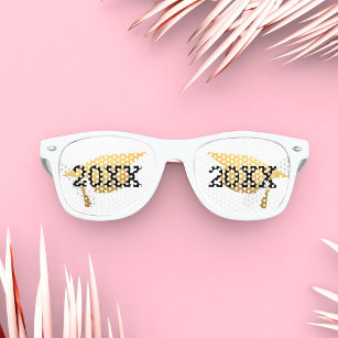 Chic Gold Trendy Graduation Party Class of 20XX Retro Sunglasses