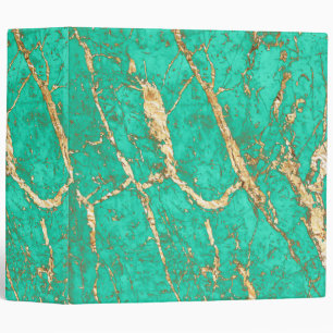 Chic Gold Turquoise Marble Pattern Binder