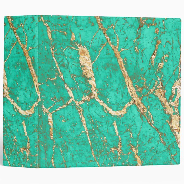 Chic Gold Turquoise Marble Pattern Binder (Front/Spine)