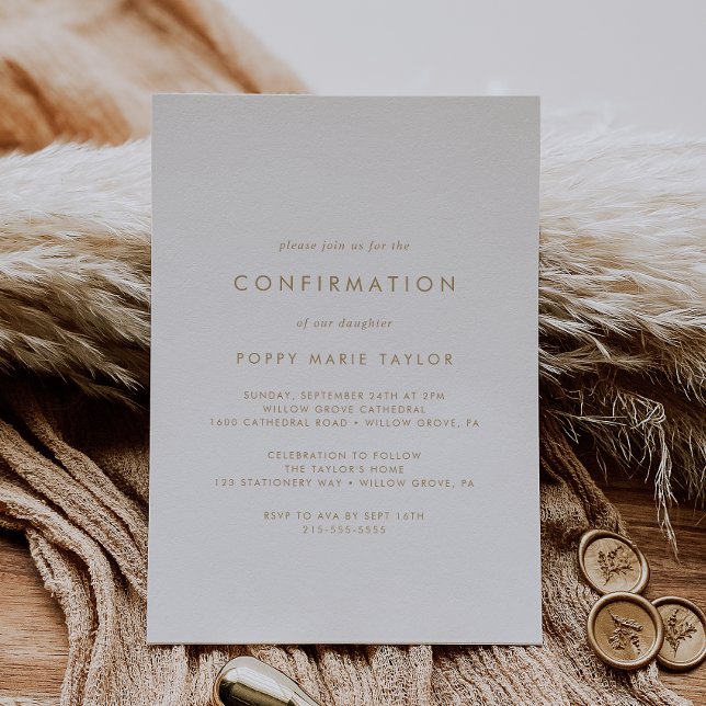 Chic Gold Typographie Confirmation Invitation (Créateur téléchargé)