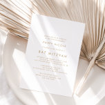 Chic Gold Typography Bat Mitzvah Invitation<br><div class="desc">This chic gold typography Bat Mitzvah invitation is perfect for a modern bat mitzvah. The simple design features classic minimalist gold and white typography with a rustic boho feel. Customizable in any colour. Keep the design minimal and elegant, as is, or personalize it by adding your own graphics and artwork....</div>