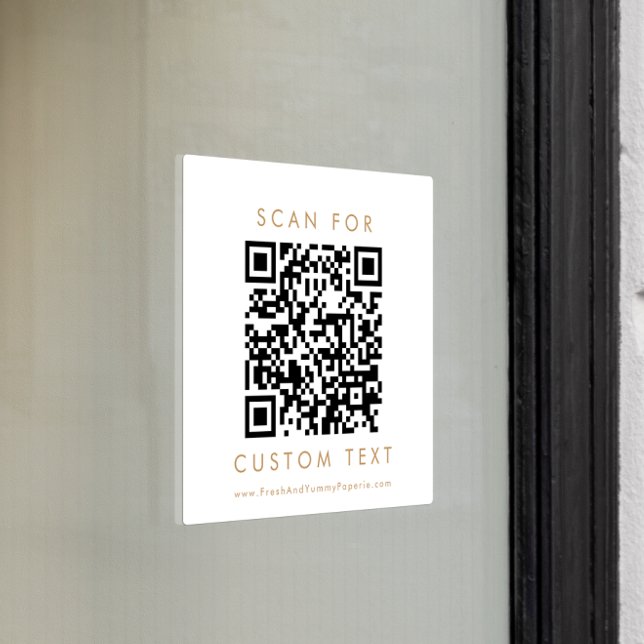Chic Gold Typography Business Custom QR Code Window Cling (Creator Uploaded)
