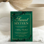 Chic gold typography Floral green leaf Sweet 16 Invitation<br><div class="desc">A modern,  pretty chic and elegant faux gold typography Floral green sweet 16 birthday invitation with hand painted green watercolor leaf foliage. The green colour background is fully customizable</div>