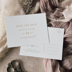 Chic Gold Typography Horizontal Save the Date Invitation Postcard