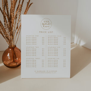 Chic Gold Typography Logo Business Price List Pedestal Sign