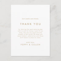 Chic Gold Typography Thank You Reception Card