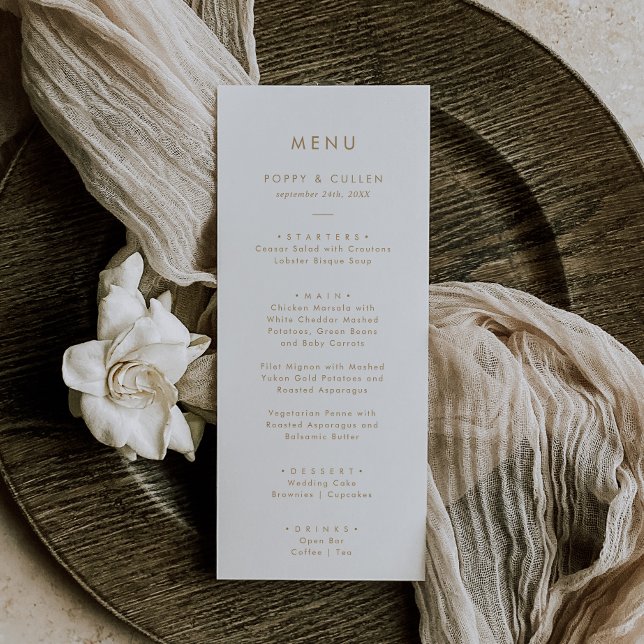 Chic Gold Typography Wedding Dinner Menu (Creator Uploaded)