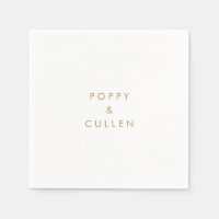 Chic Gold Typography Wedding Napkins