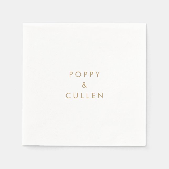 Chic Gold Typography Wedding Napkins (Front)