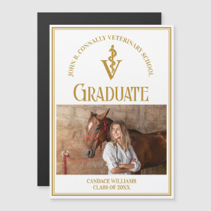 Chic Gold Vétérinaire École Photo Magnet Graduate