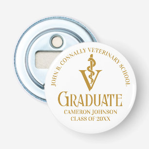 Chic Gold Veterinary School Graduation Party Bottle Opener