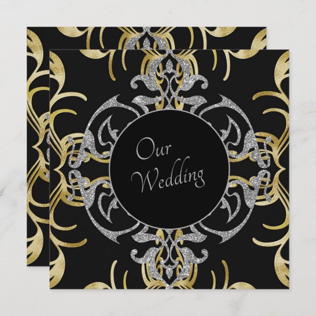 Chic Gold Wedding Invitation (Front/Back)