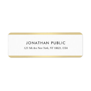 Chic Gold & White Minimalist Design Return Address