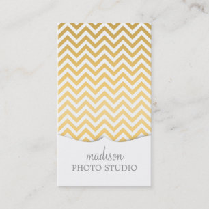 Chic Golden Chevron ZigZag Pattern *Fake* Gold Business Card