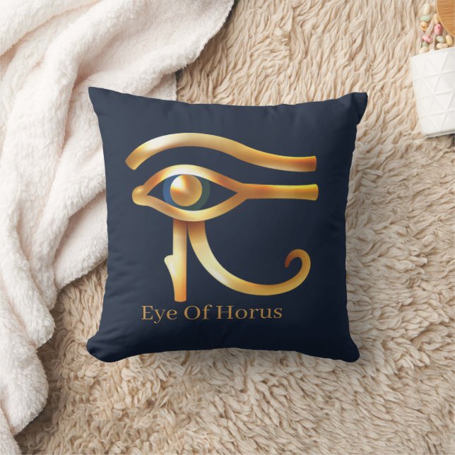 Chic Golden Eye Of Horus , Egyptian hieroglyphs Throw Pillow (Blanket)