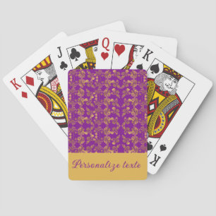 Chic Golden Flowers on purple pattern   Customized Playing Cards