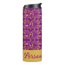 Chic Golden Flowers purple pattern | personalized