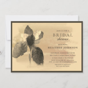 Chic Golden Iris Floral Bridal Shower Invitation