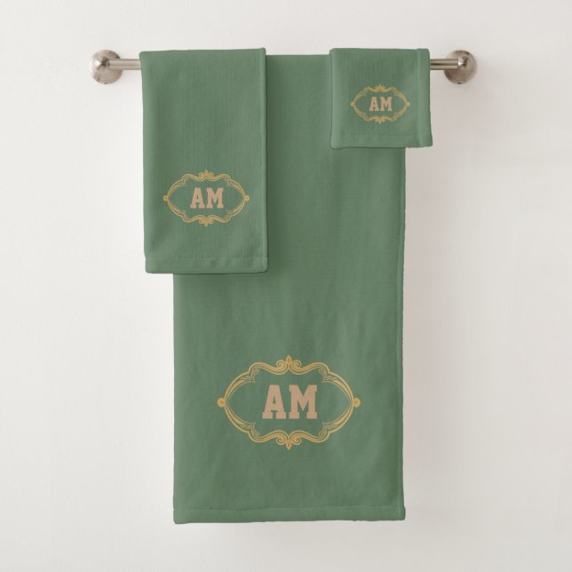 Chic Golden Monogramme Simple Minimaliste Vert (En situation)