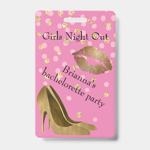 Chic Golden Stilettos Pink Bachelorette Party    Badge