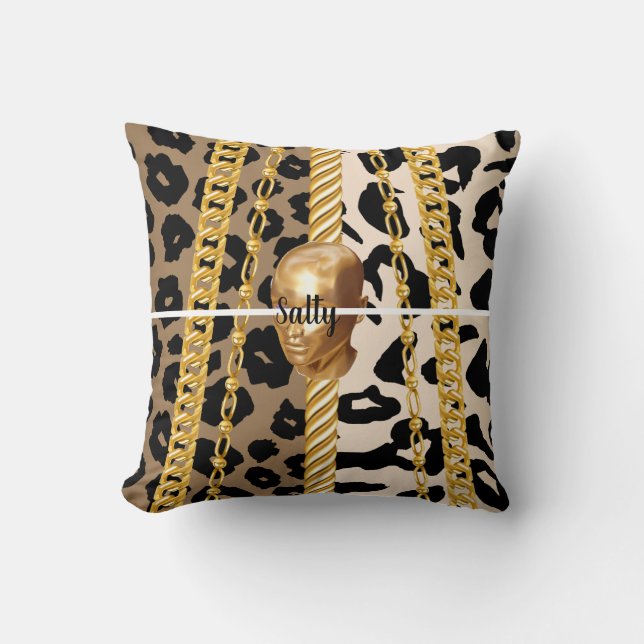 Chic Golden Wild Luxurious stylish Girly Bday Throw Pillow (Front)