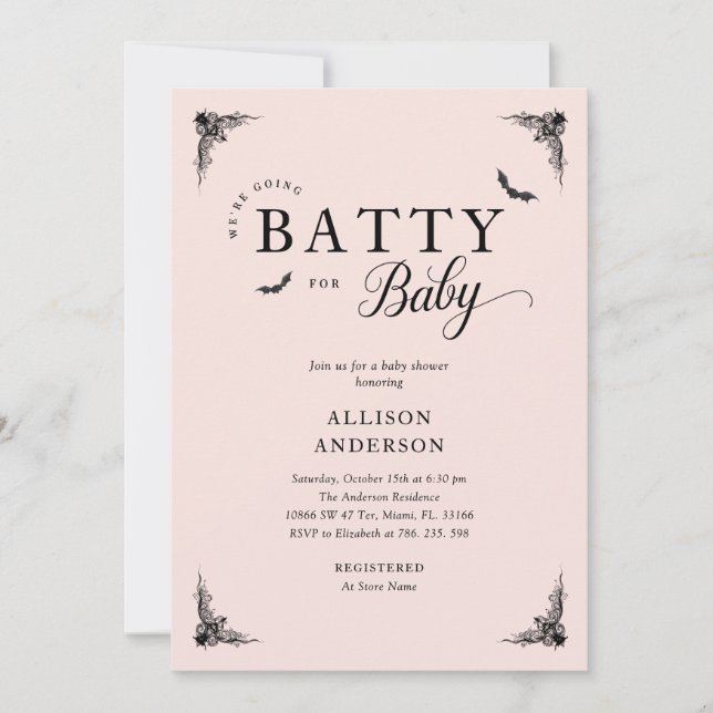 Chic Gothic Baby Shower Invitation (Front)