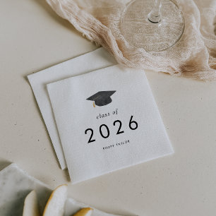 Chic Grad Cap Class of 2025 Graduation Napkin