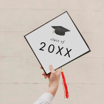 Chic Grad Cap Class Year Graduation Cap Topper<br><div class="desc">This chic grad cap class year graduation cap topper is perfect for a modern graduation. The simple design features classic minimalist black and white typography with a black and gold watercolor graduation hat.

Personalize your graduation cap with the year.</div>
