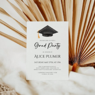 Chic Grad Cap Graduation Party Invitation