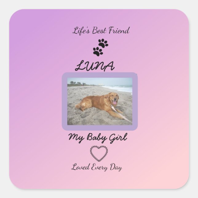 Chic Gradient Pawprint Keepsake Square Sticker (Front)