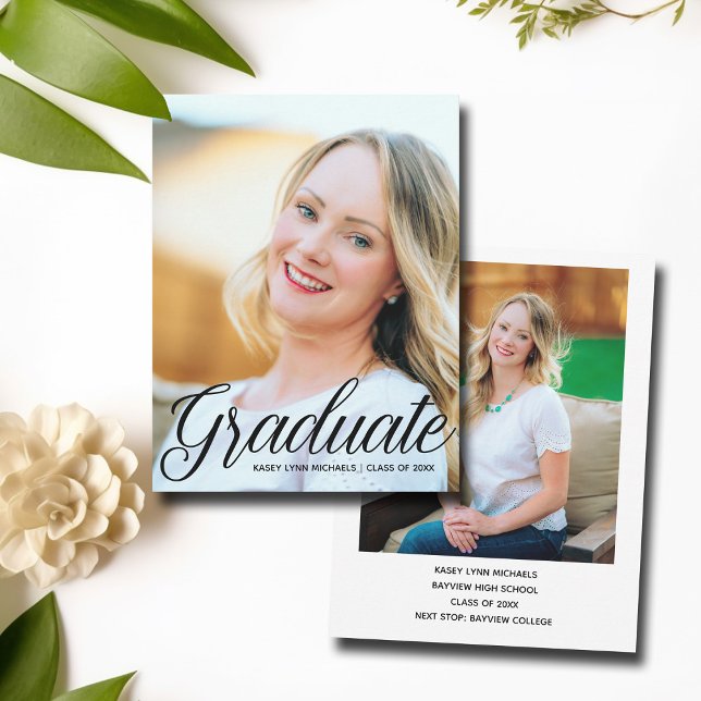 Chic Graduate 2025 Senior Full Photo Graduation Announcement (Creator Uploaded)