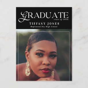 Chic Graduate Magazine Photo Graduation Thank You Postcard