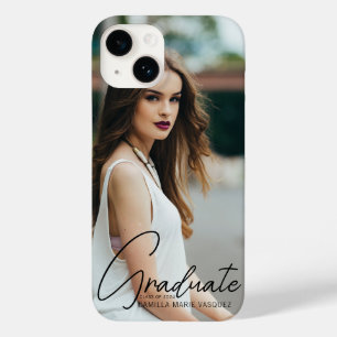 Chic Graduate Photo Black Script Graduation Case-Mate iPhone 14 Case