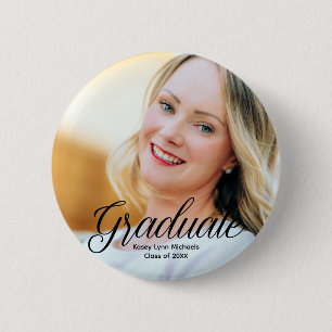 Chic Graduate Photo Custom 2023 Graduation 2 Inch Round Button