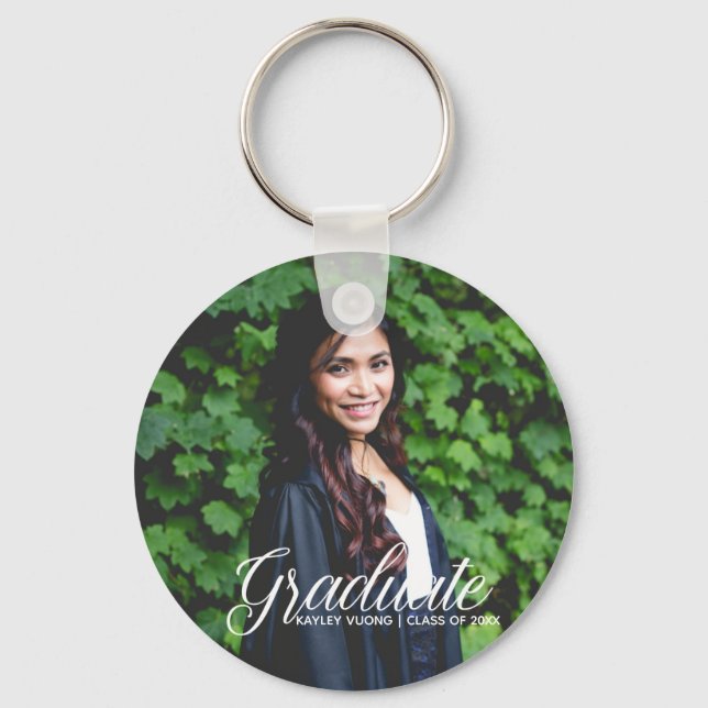 Chic Graduate Photo Custom 2025 Graduation Keychain (Front)
