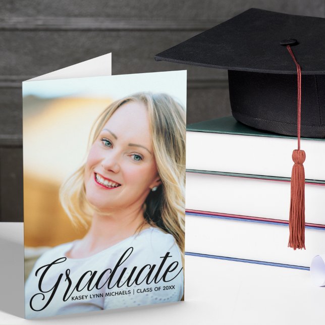Chic Graduate Senior Photo Folded Graduation Announcement (Creator Uploaded)