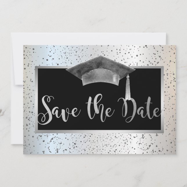 Chic Graduation Cap,Confetti Save The Date (Front)