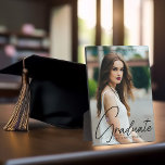 Chic Graduation Handwritten Black Script Photo Plaque<br><div class="desc">This chic graduation photo plaque features sophisticated handwritten black script over a trendy full photograph of your graduate. Customize this grad keepsake gift with your grad year and name.</div>