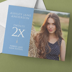 Chic Graduation Pale Blue Photo Announcement