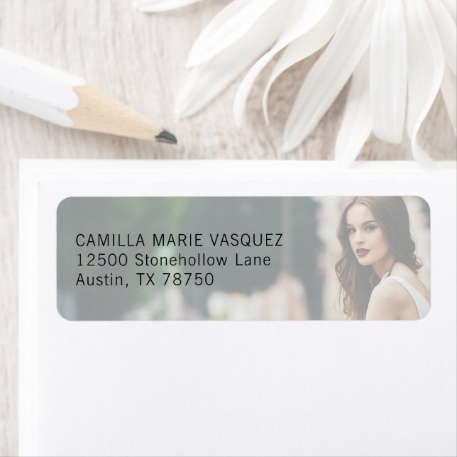 Chic Graduation Photo Black Script Adresse de reto (En situation)
